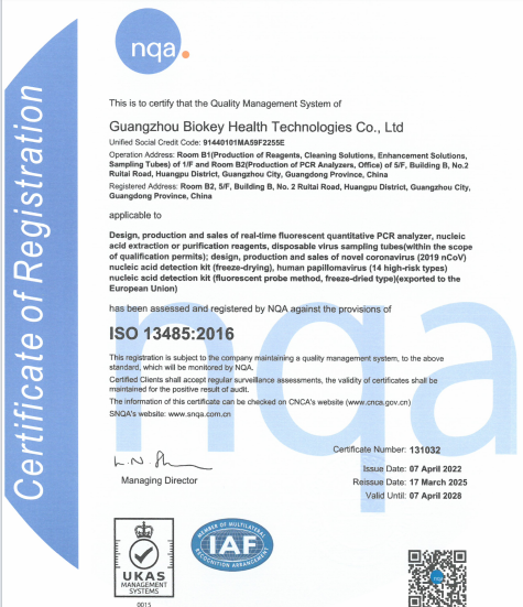 CINA Guangzhou BioKey Healthy Technology Co.Ltd Sertifikasi